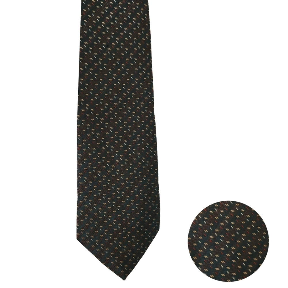Kai Long 100% Silk Tie Green Gold Red White